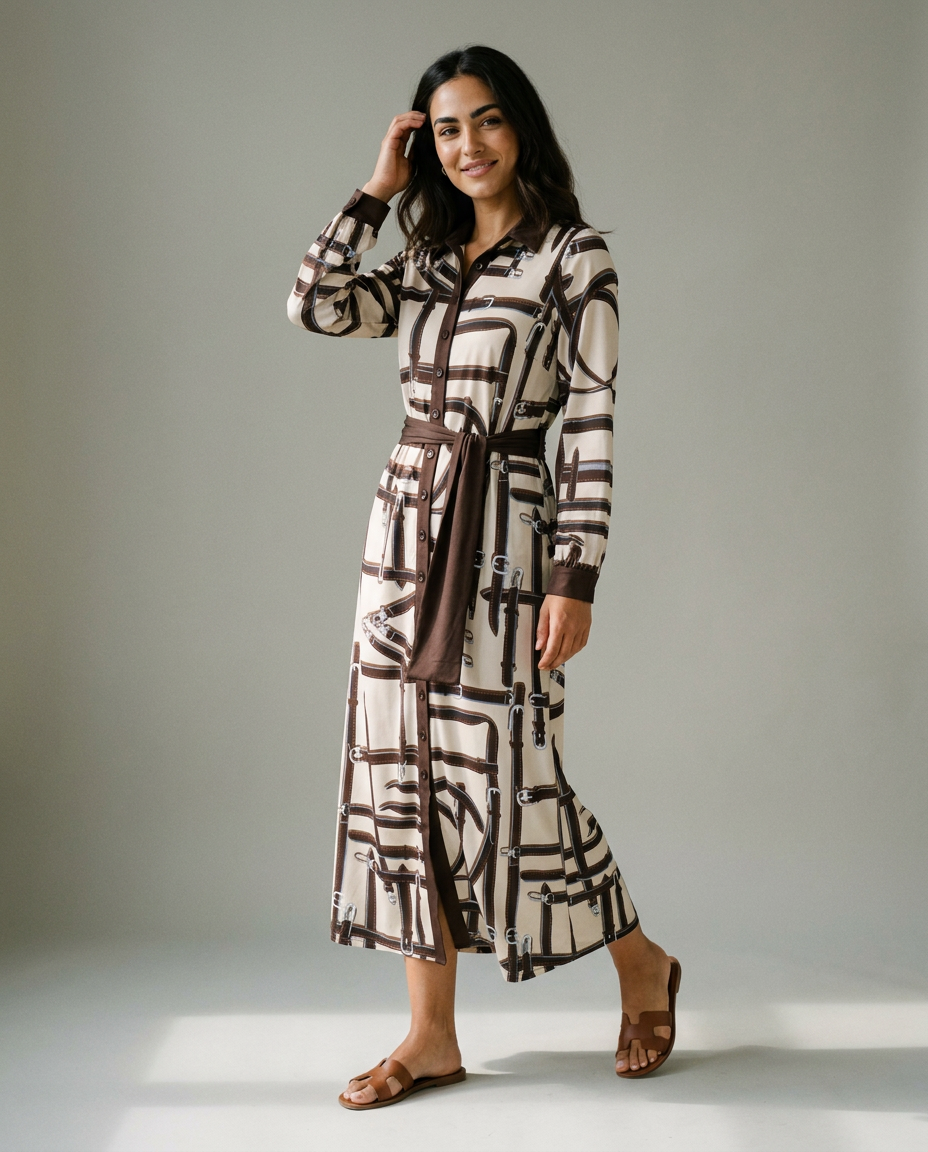 K-design — Maxi hemdjurk met print studio P146