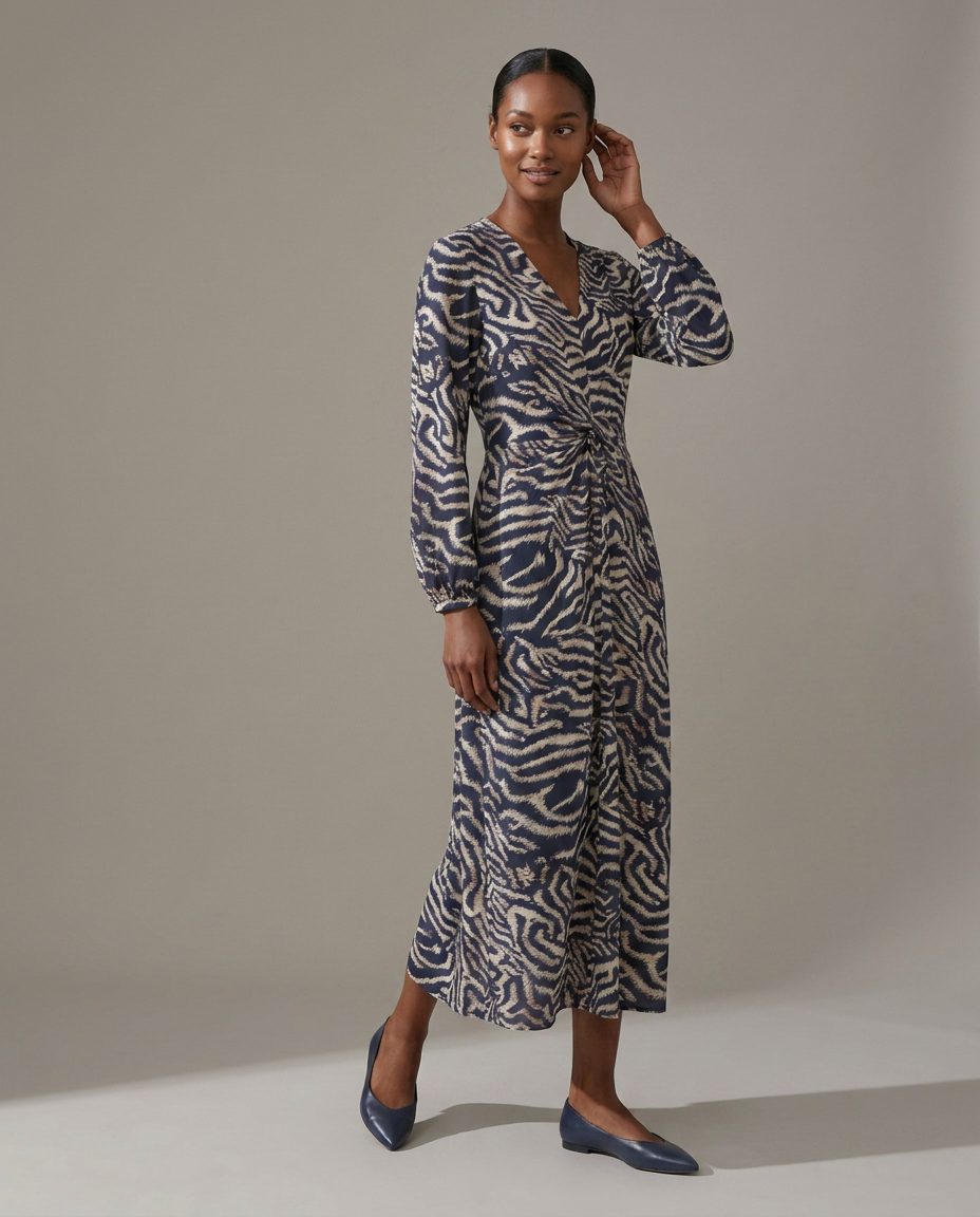 K-design — Maxi jurk met V hals & print studio