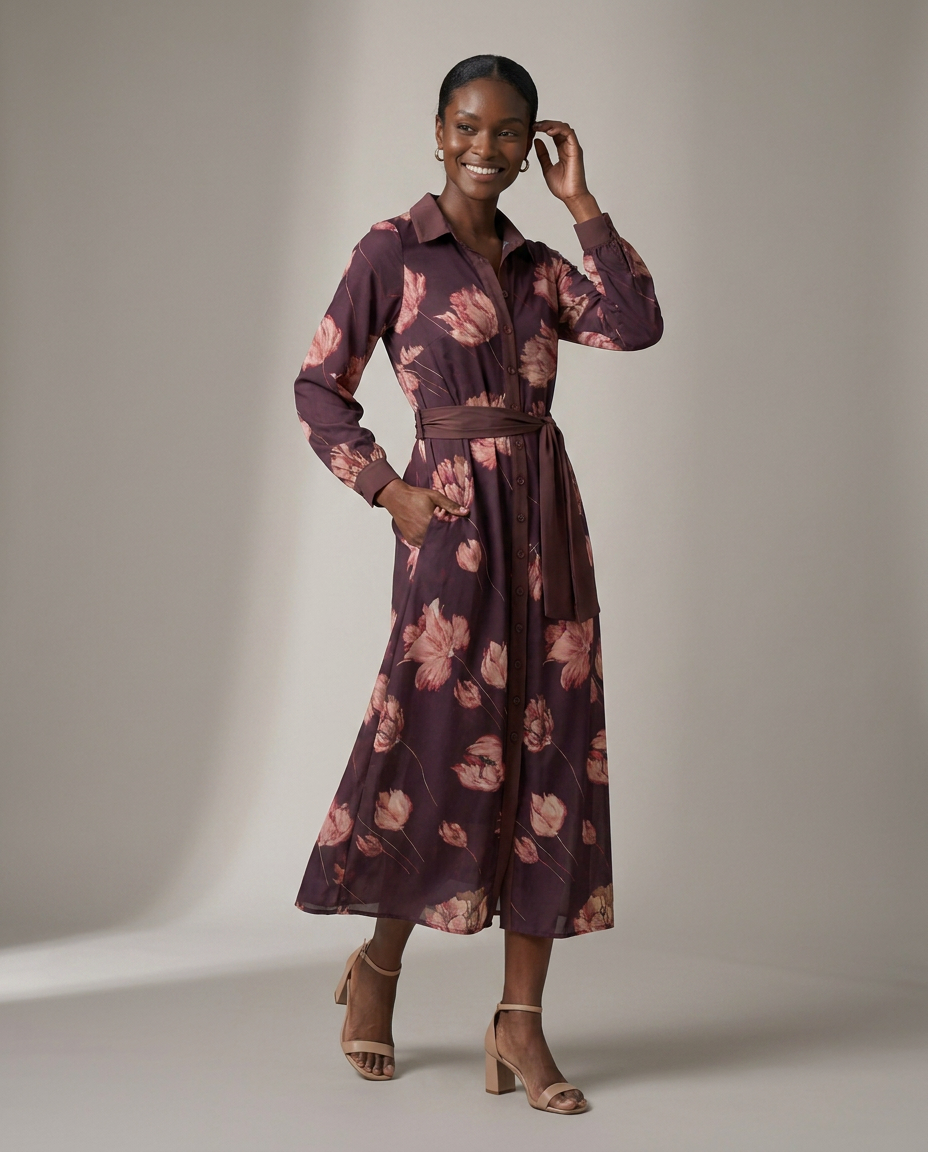 K-design — Maxi hemdjurk met bloemenprint studio
