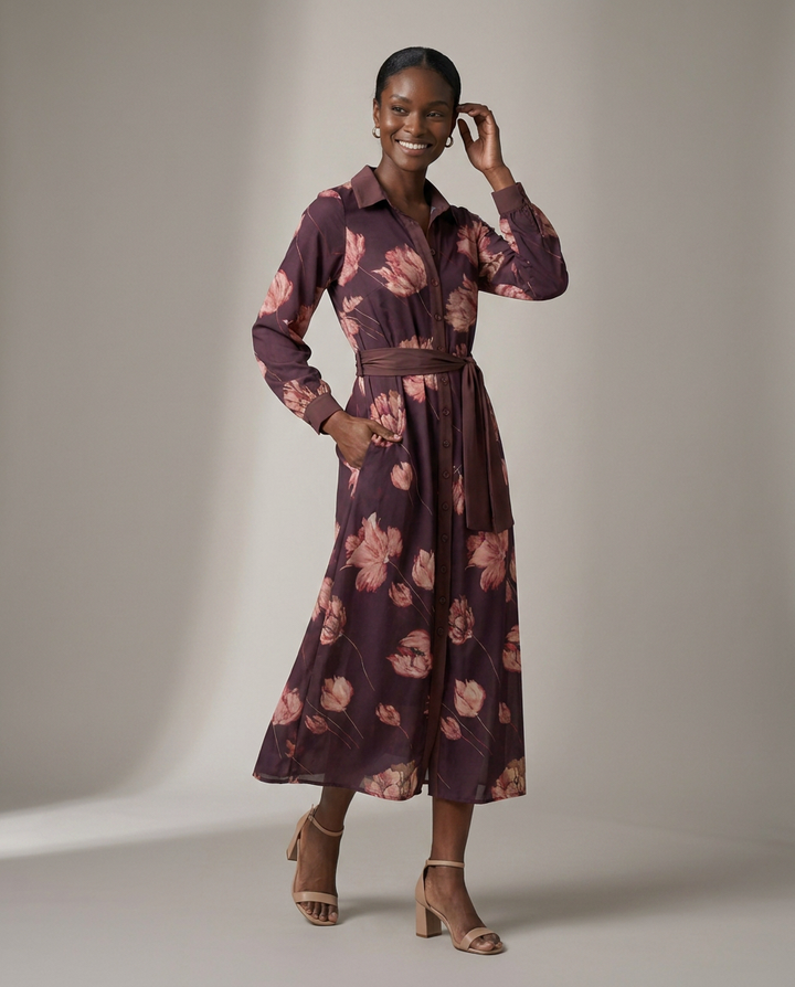 K-design — Maxi hemdjurk met bloemenprint studio