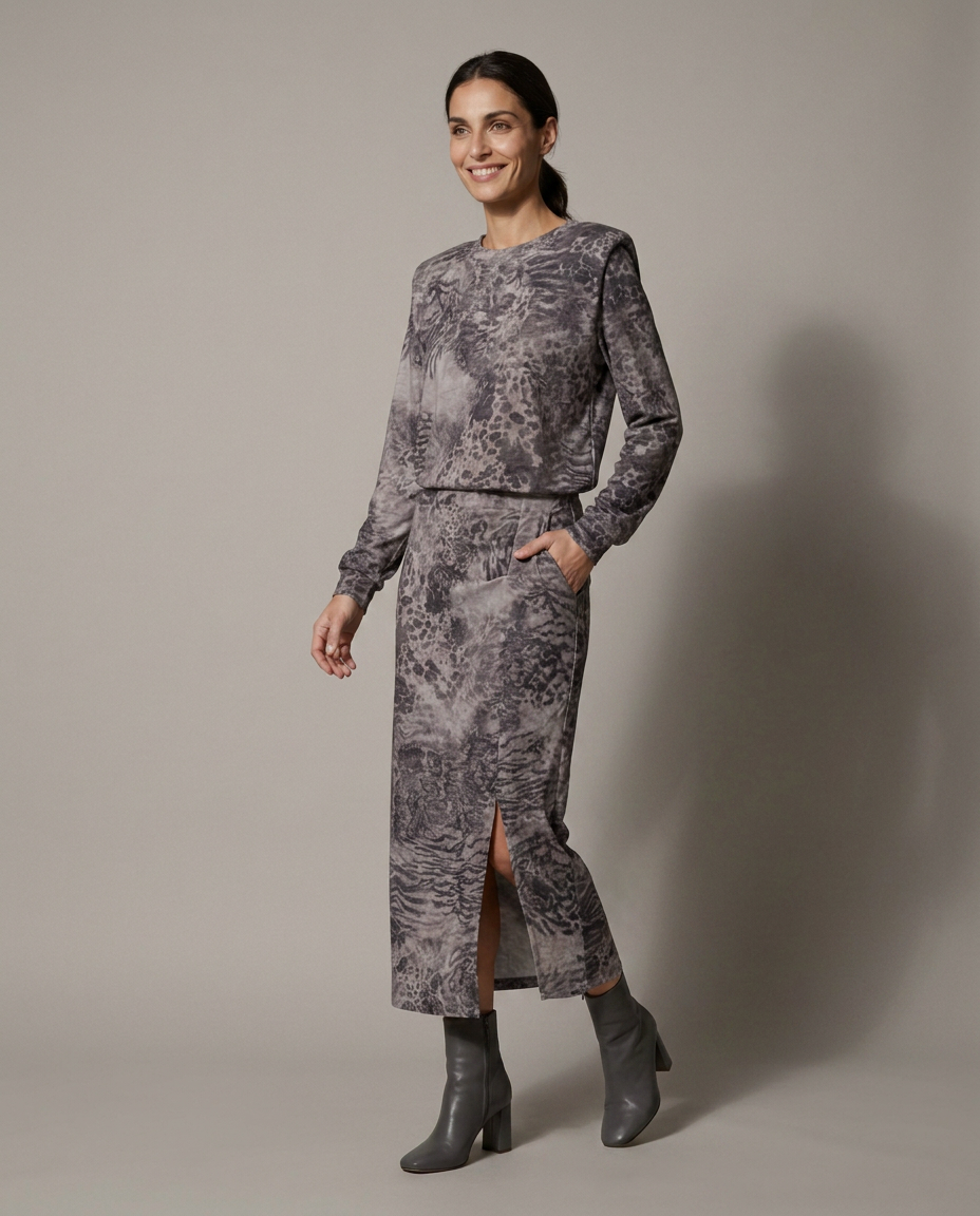 K-design — Soft touch maxi jurk met split studio