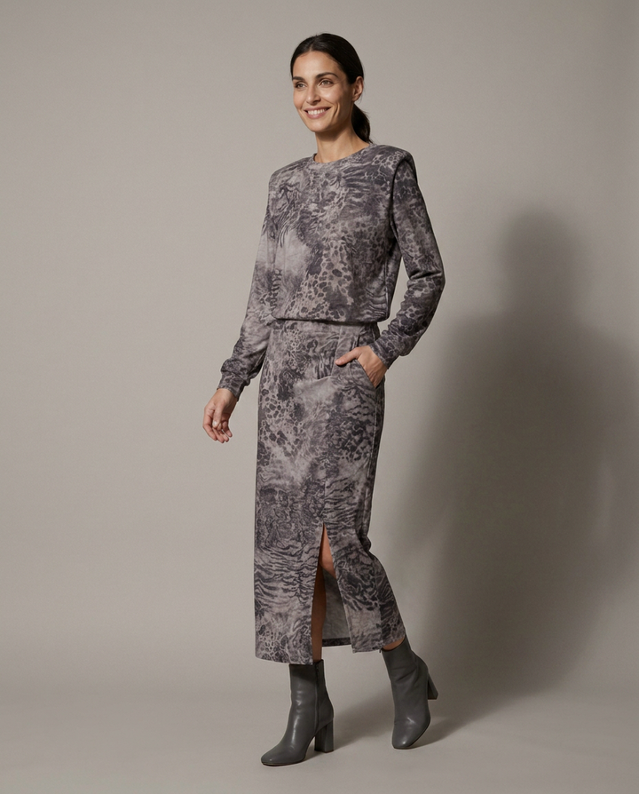 K-design — Soft touch maxi jurk met split studio
