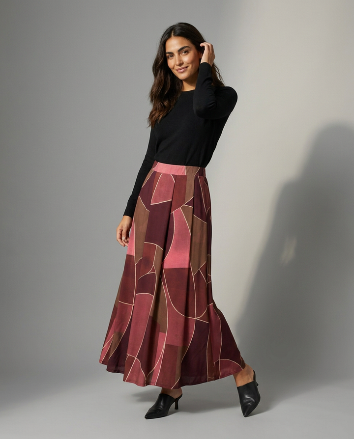 K-design — Maxi rok met retro print studio