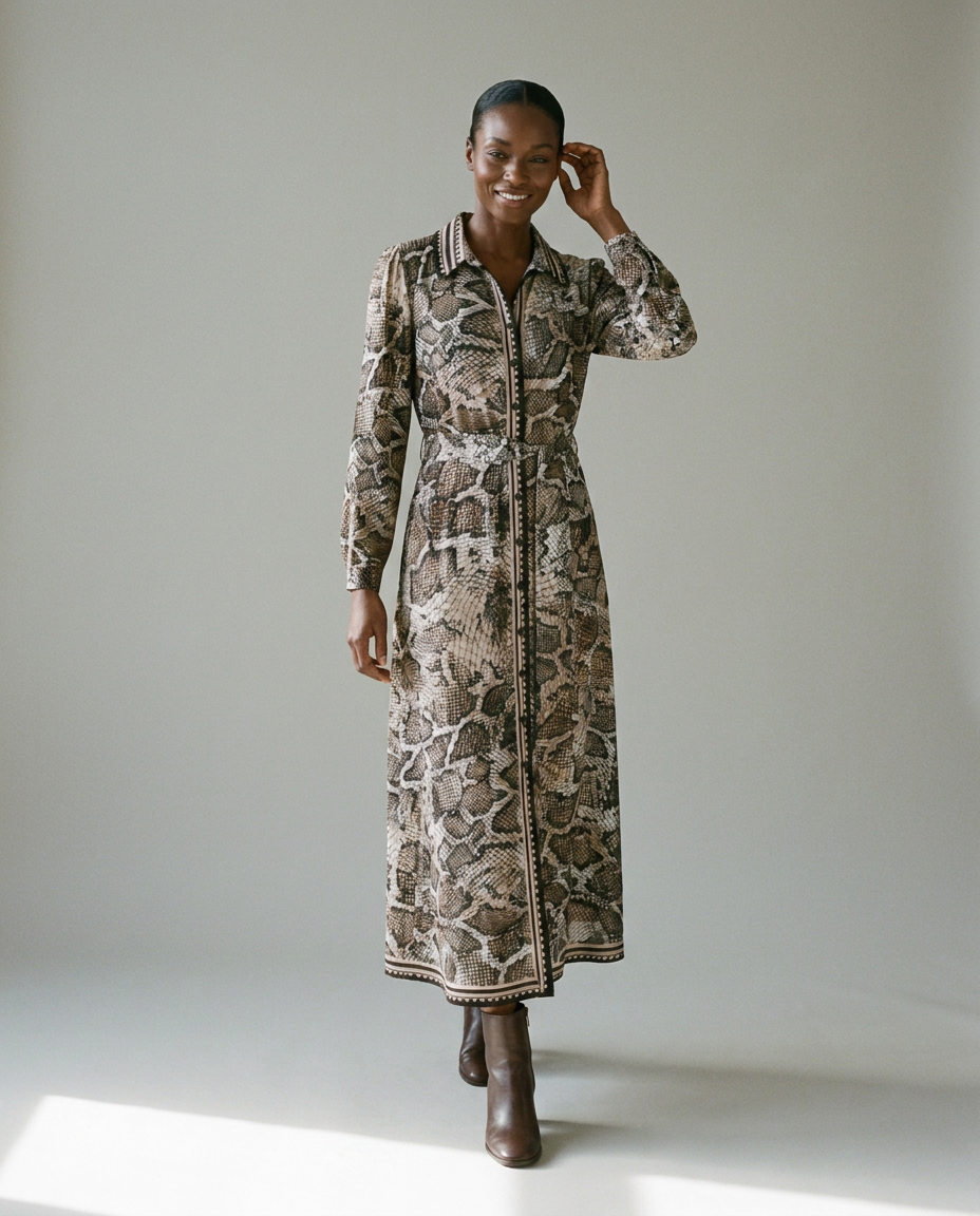 K-design — Maxi jurk met slangenprint studio