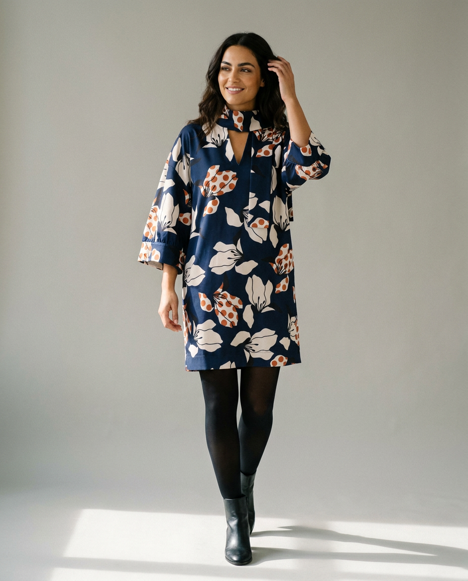 K-design — Jurk met sjaaltje & bloemenprint studio