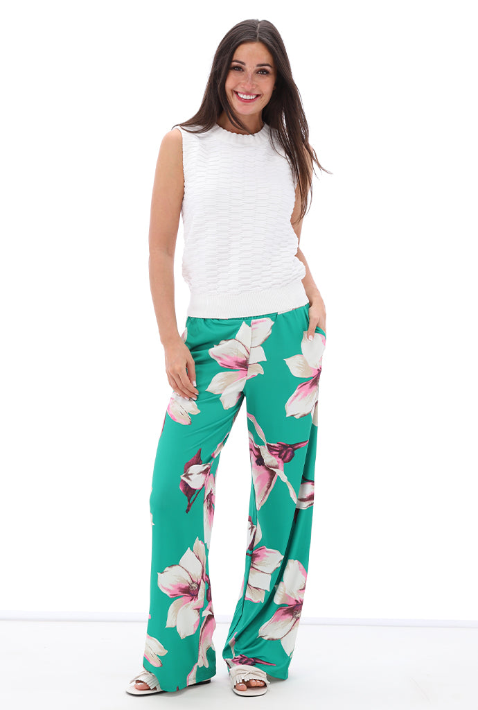 K-design - Broek met print en trekkoord (C101)