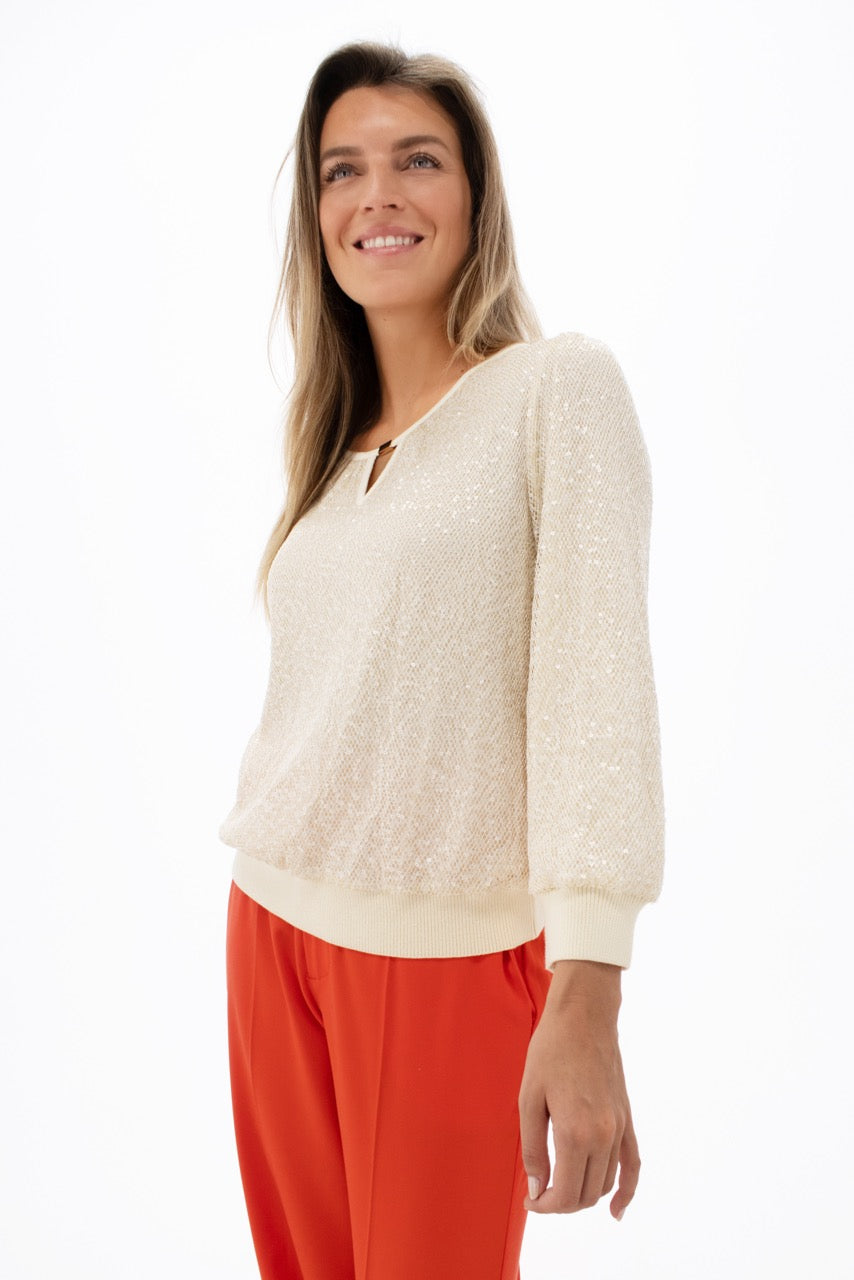 K-design - Pull met 2/3 mouwen en pailletten (Y611) - What Els!