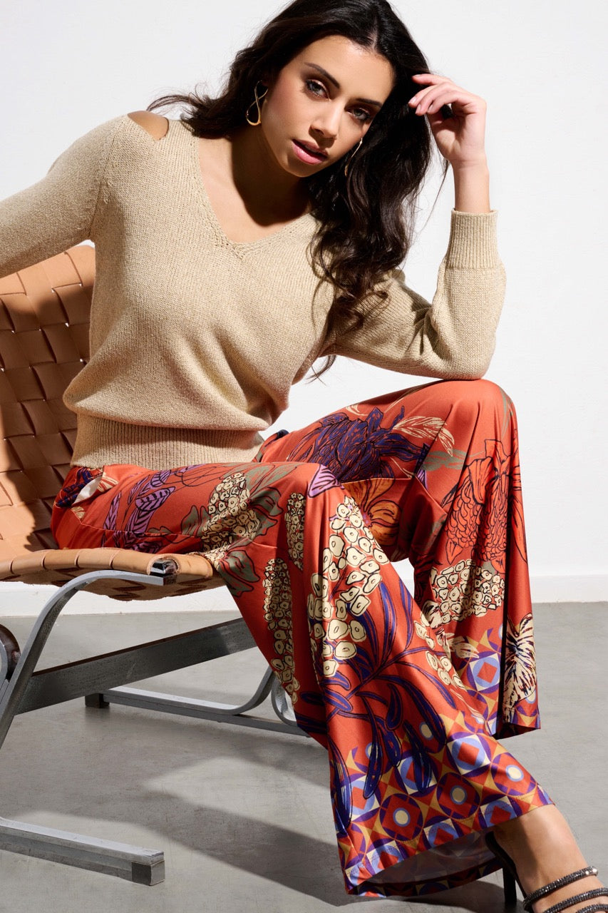 K-design - Broek in joggingstyle met print en trekkoord (Y152) - What Els!