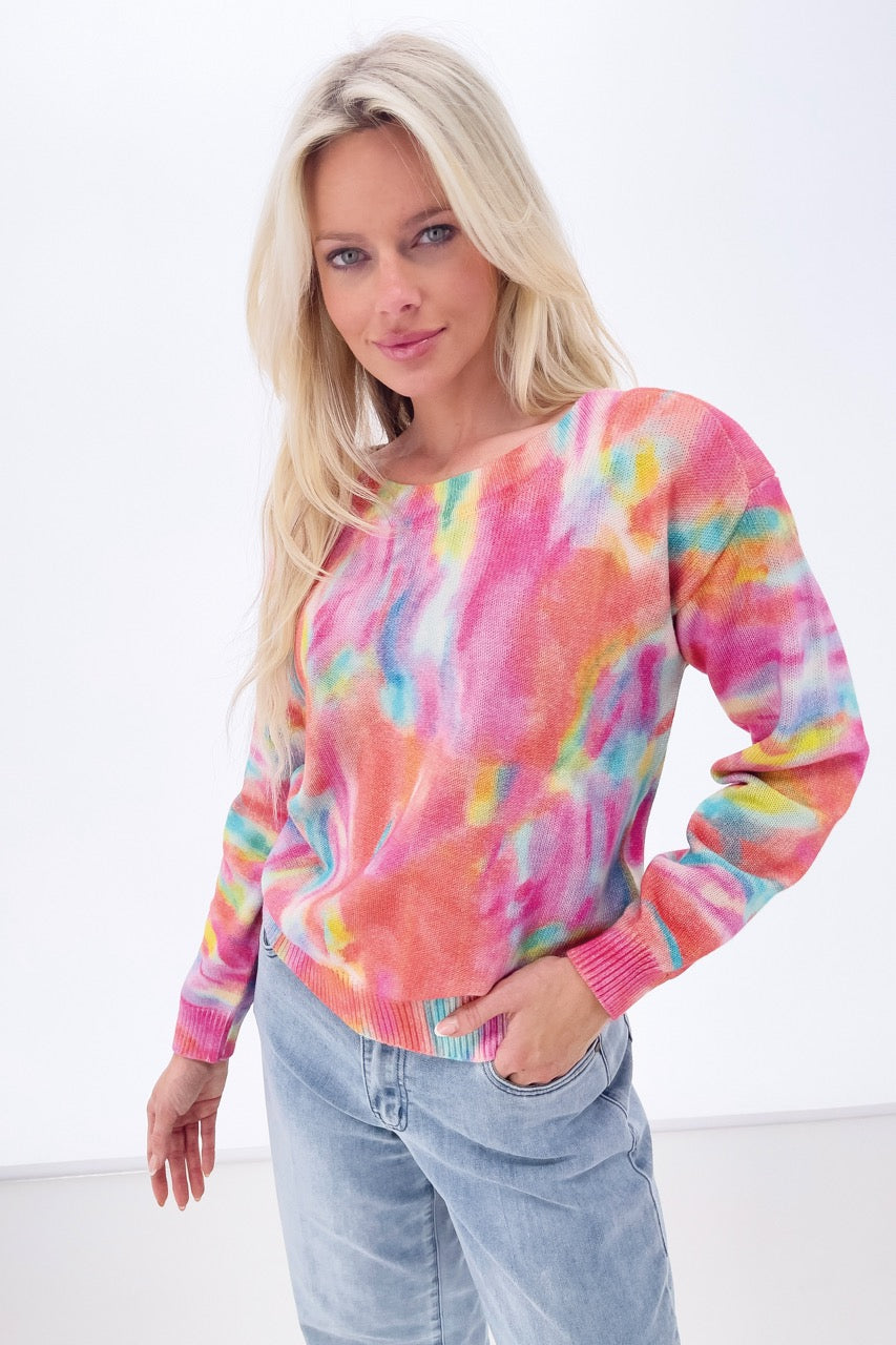 K-design - Pull met meerdere kleuren en boothals (Y851) - What Els!