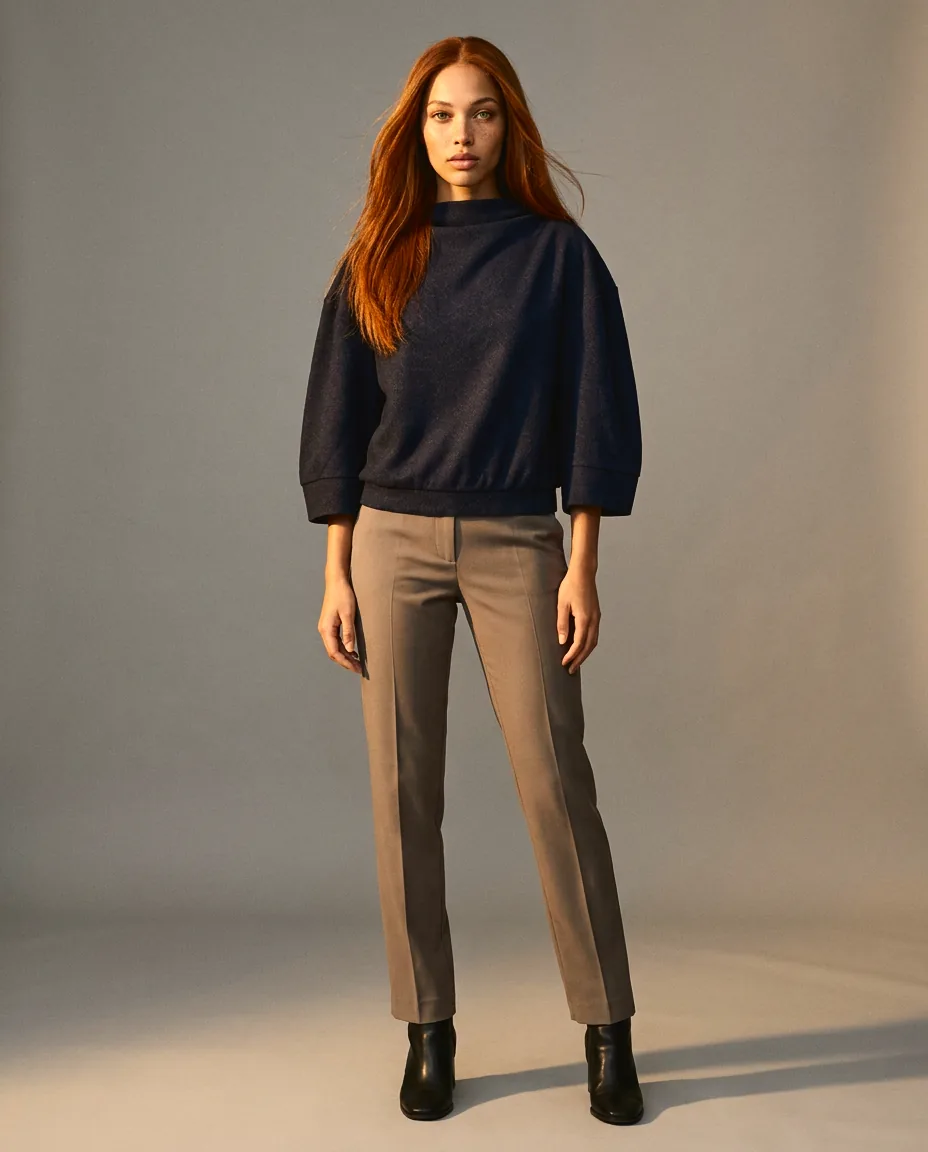 You're My Lobster — Soft touch top met kraag studio Dark Blue