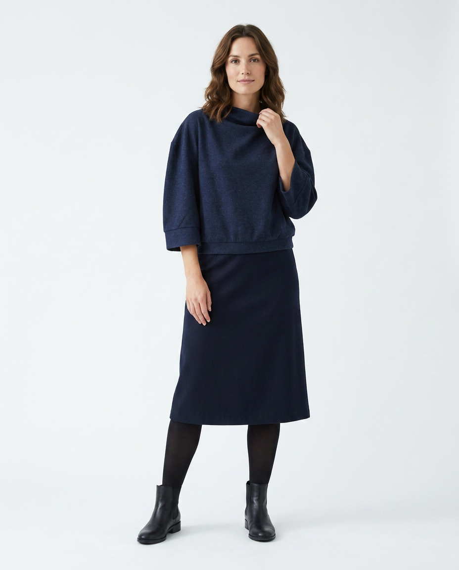 You're My Lobster — Soft touch top met kraag studio Dark Blue