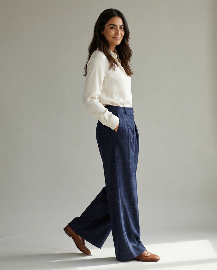 You're My Lobster — Broek met krijtstreep & plooien studio Dark Blue