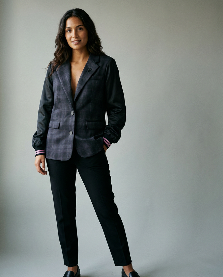 You're My Lobster — Blazer met gestreepte manchet studio Black