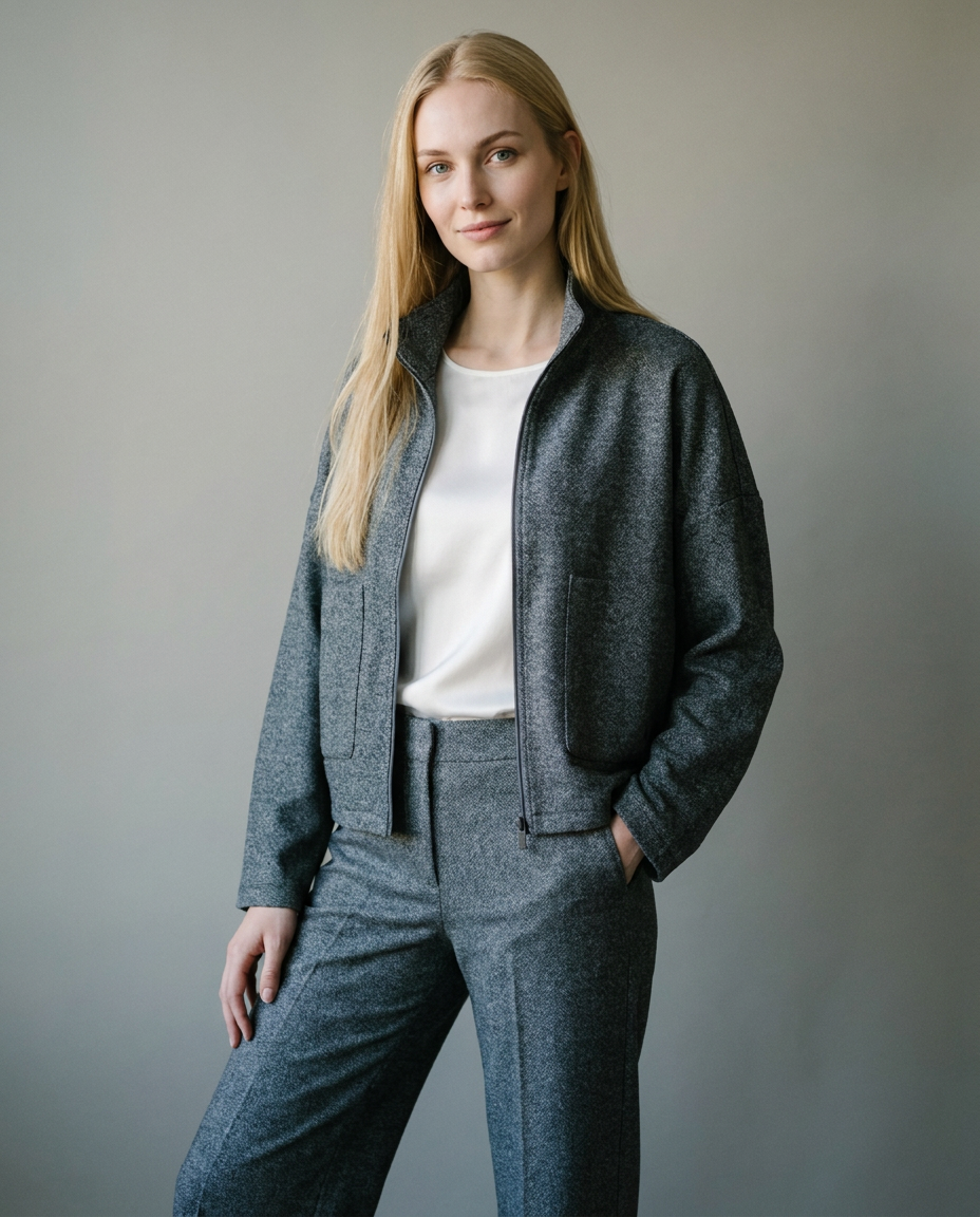 You're My Lobster — Soft touch spikkel jasje studio look dark grey melange