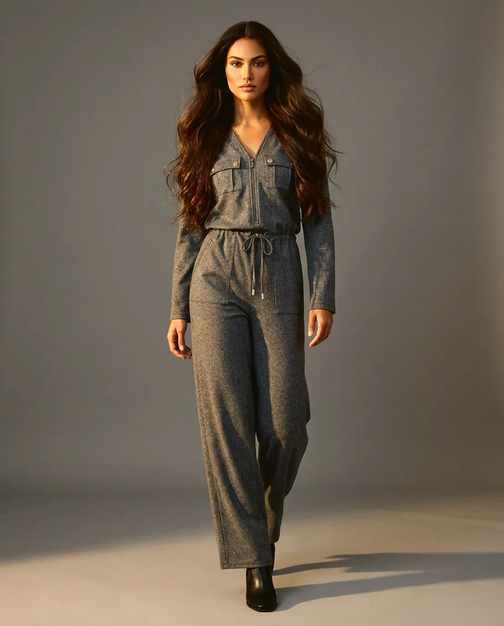 You're My Lobster — Soft touch spikkel jumpsuit studio Dark Grey Melange