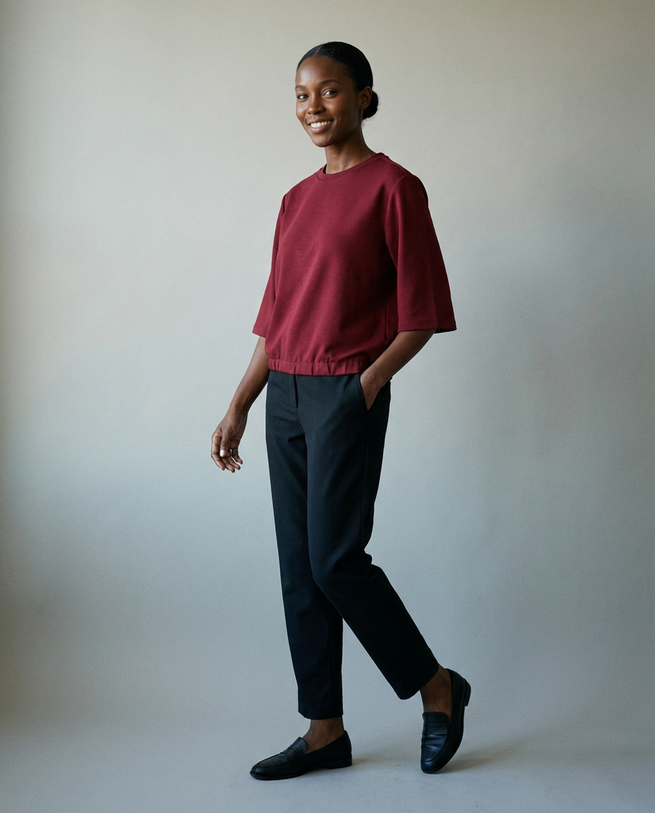 You're My Lobster — Soft touch top met ronde hals studio Cabernet