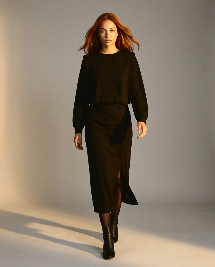 You're My Lobster — Maxi jurk met split studio Black