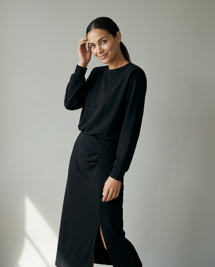 You're My Lobster — Maxi jurk met split studio Black