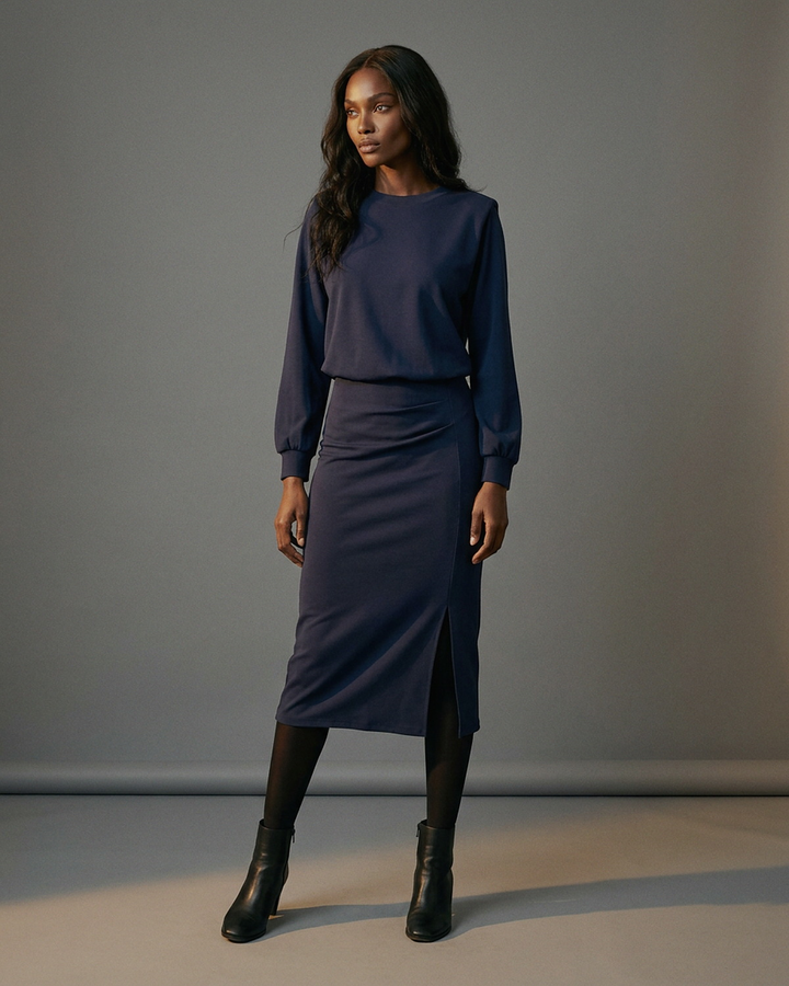 You're My Lobster — Maxi jurk met split studio Navy Blazer