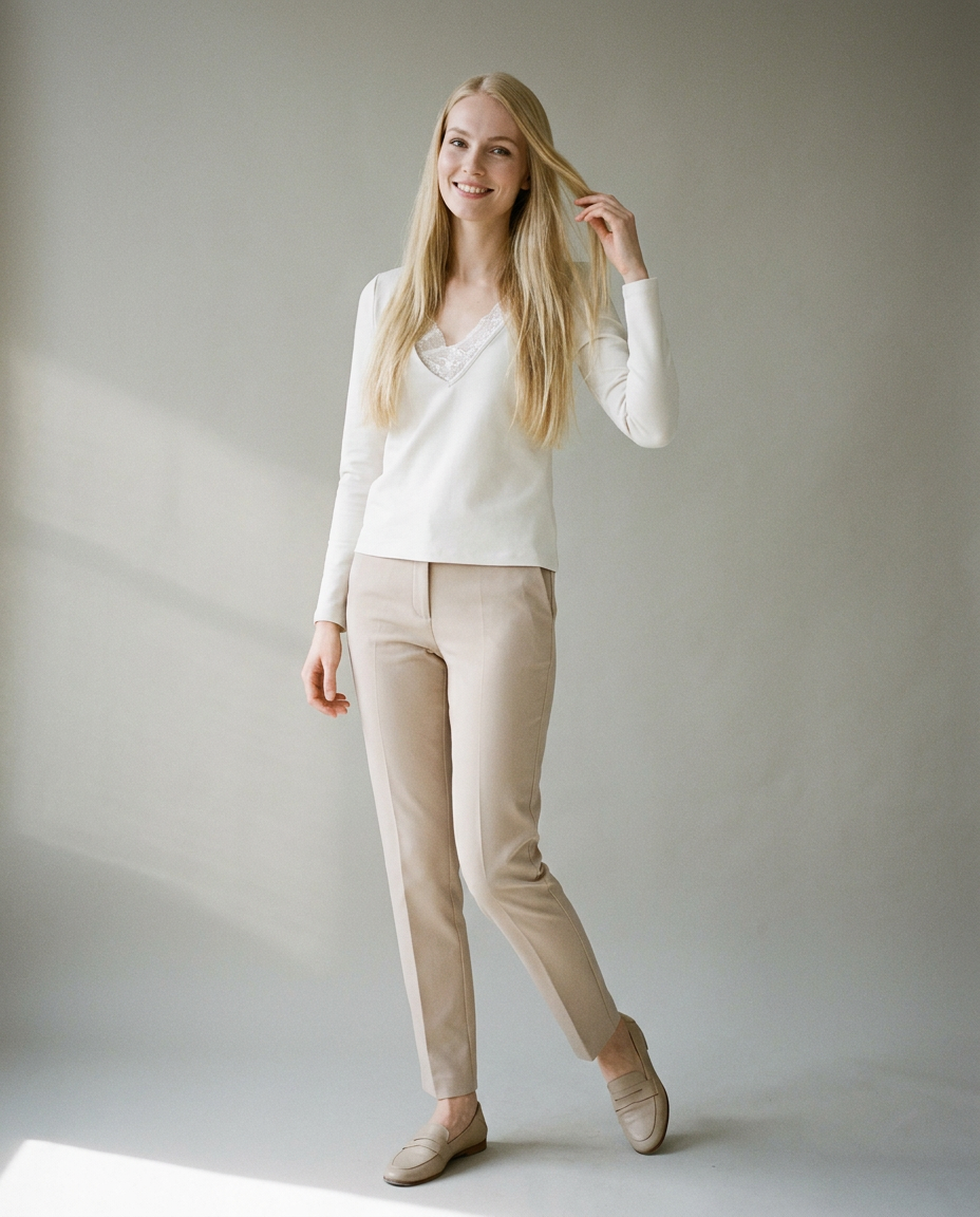 You're My Lobster — V hals top met kant studio Egret