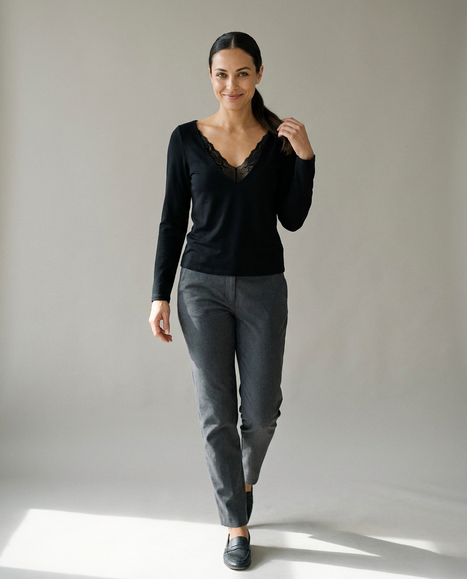 You're My Lobster — V hals top met kant studio