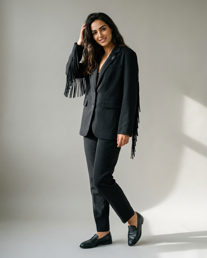You're My Lobster — Blazer met franjes studio Black