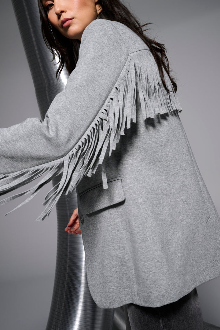 You're My Lobster — Blazer met franjes — campagnebeeld grey melange