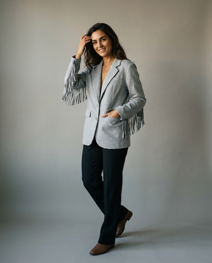 You're My Lobster — Blazer met franjes studio Grey Melange