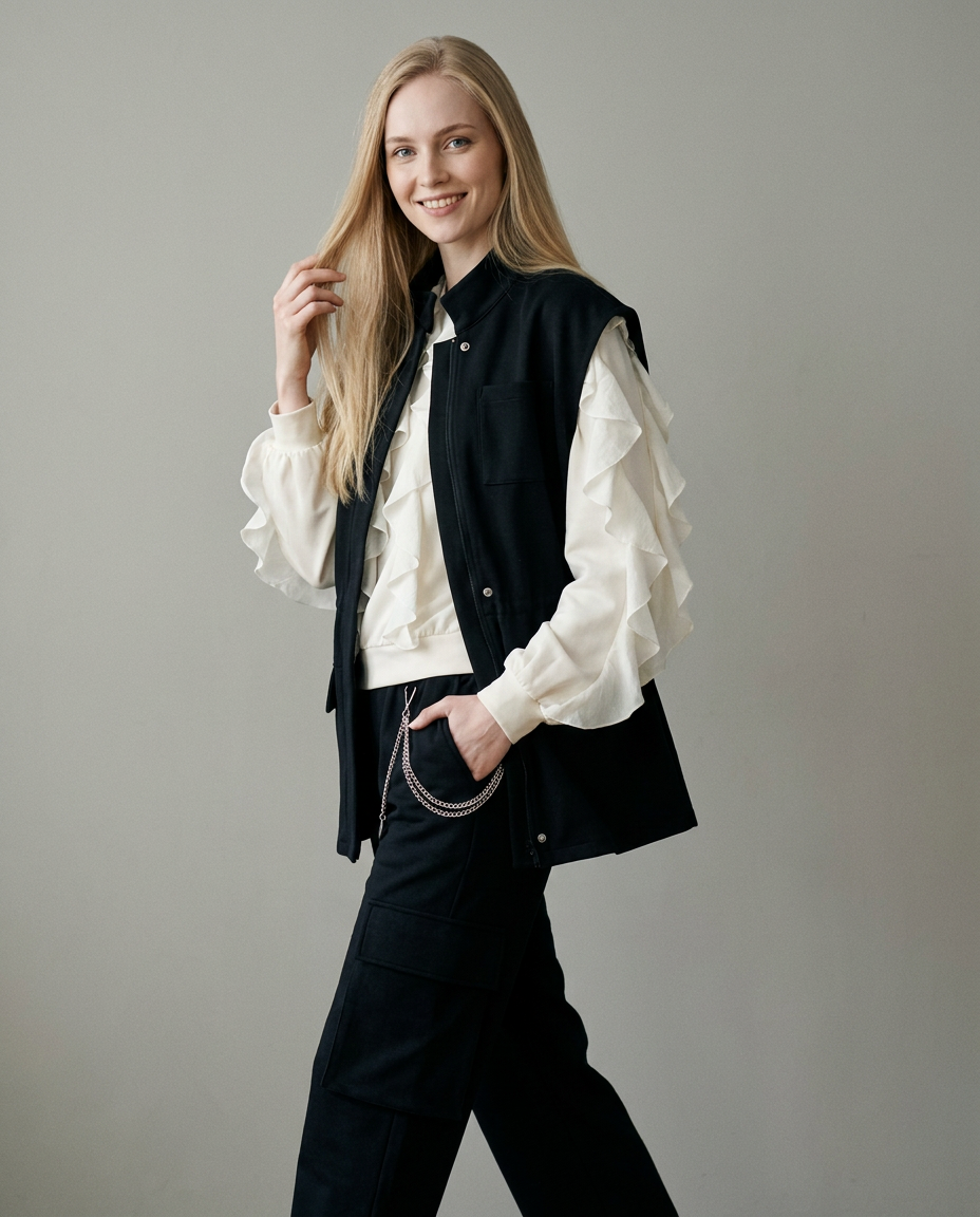 You're My Lobster — Vest met rits & zakken studio look black