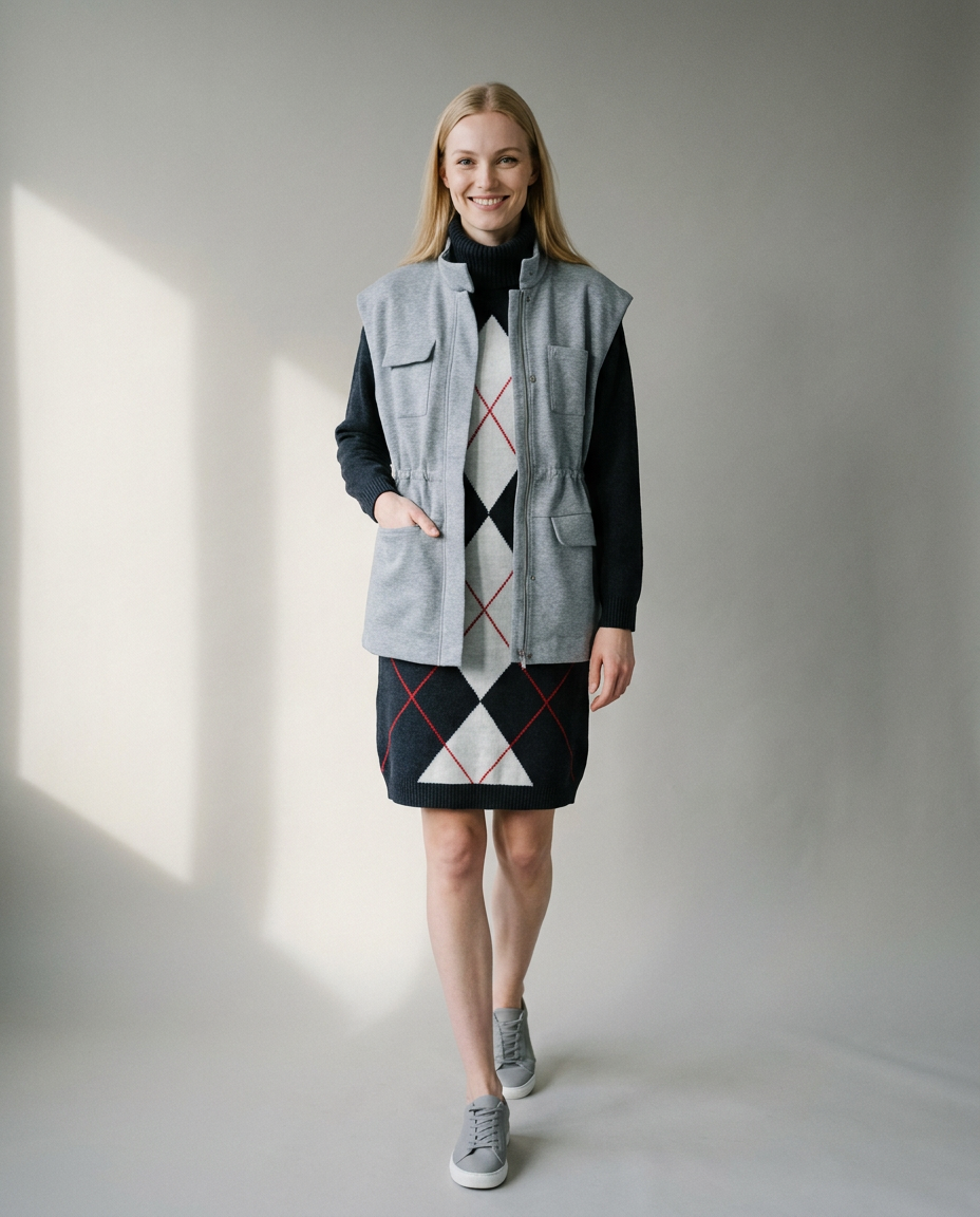 You're My Lobster — Vest met rits & zakken studio look grey melange