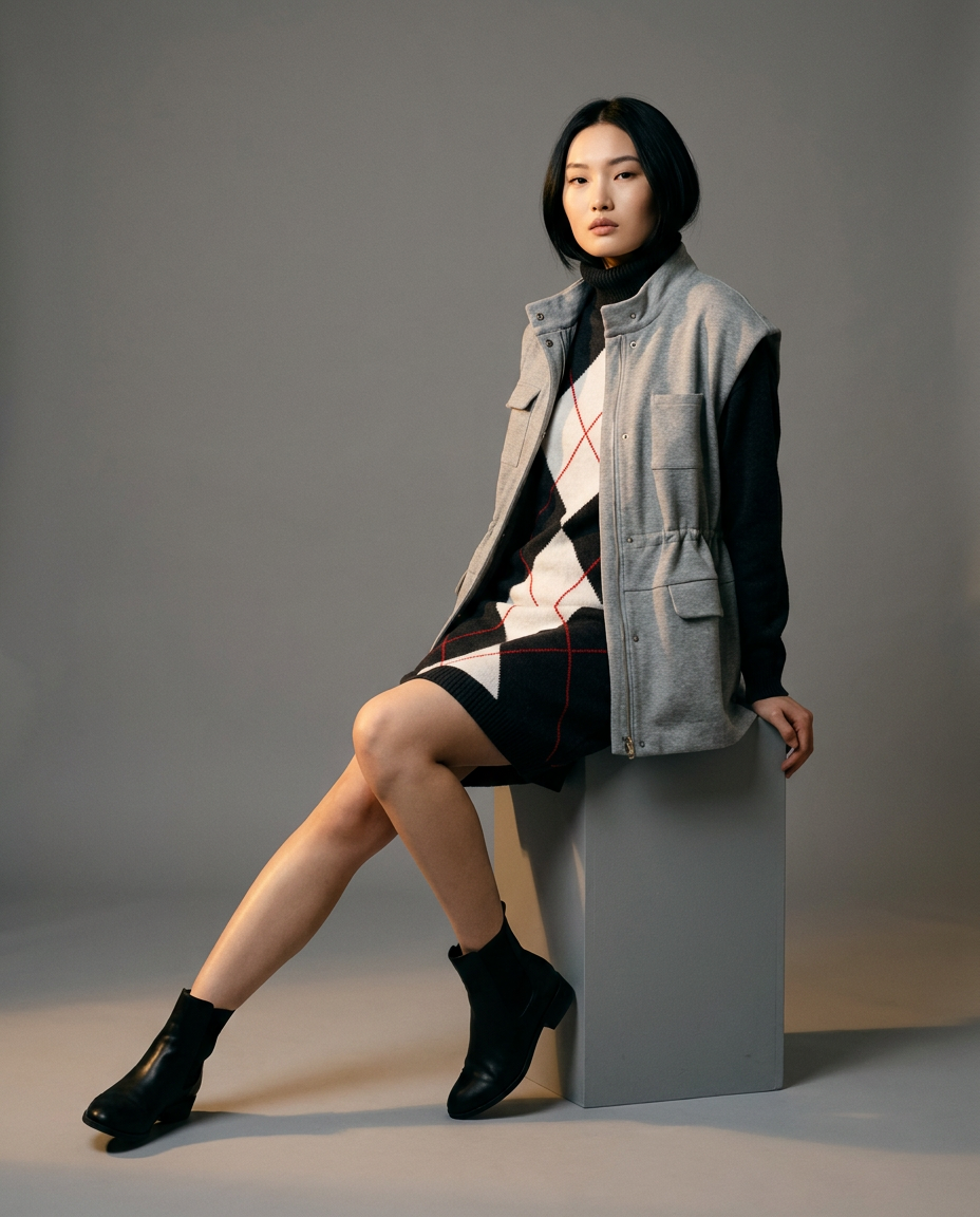 You're My Lobster — Vest met rits & zakken studio look Grey Melange