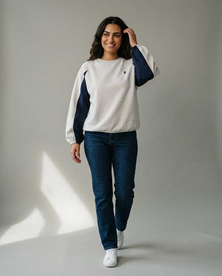 You're My Lobster — Sweatshirt ronde hals met strepen studio Grey Melange
