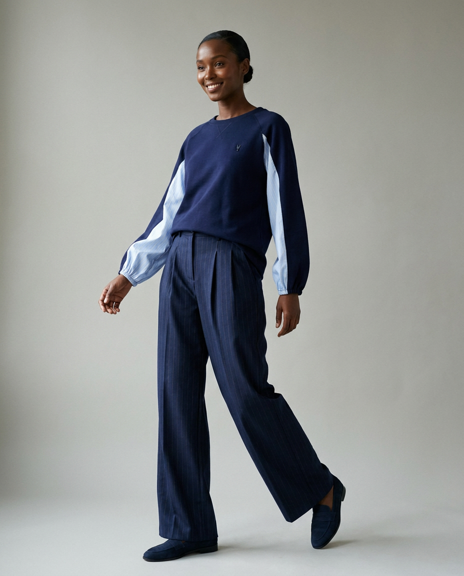You're My Lobster — Sweatshirt ronde hals met strepen studio look navy