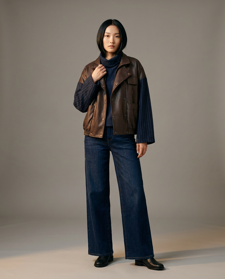 You're My Lobster — Wijde jeans met studs studio look Dark Blue