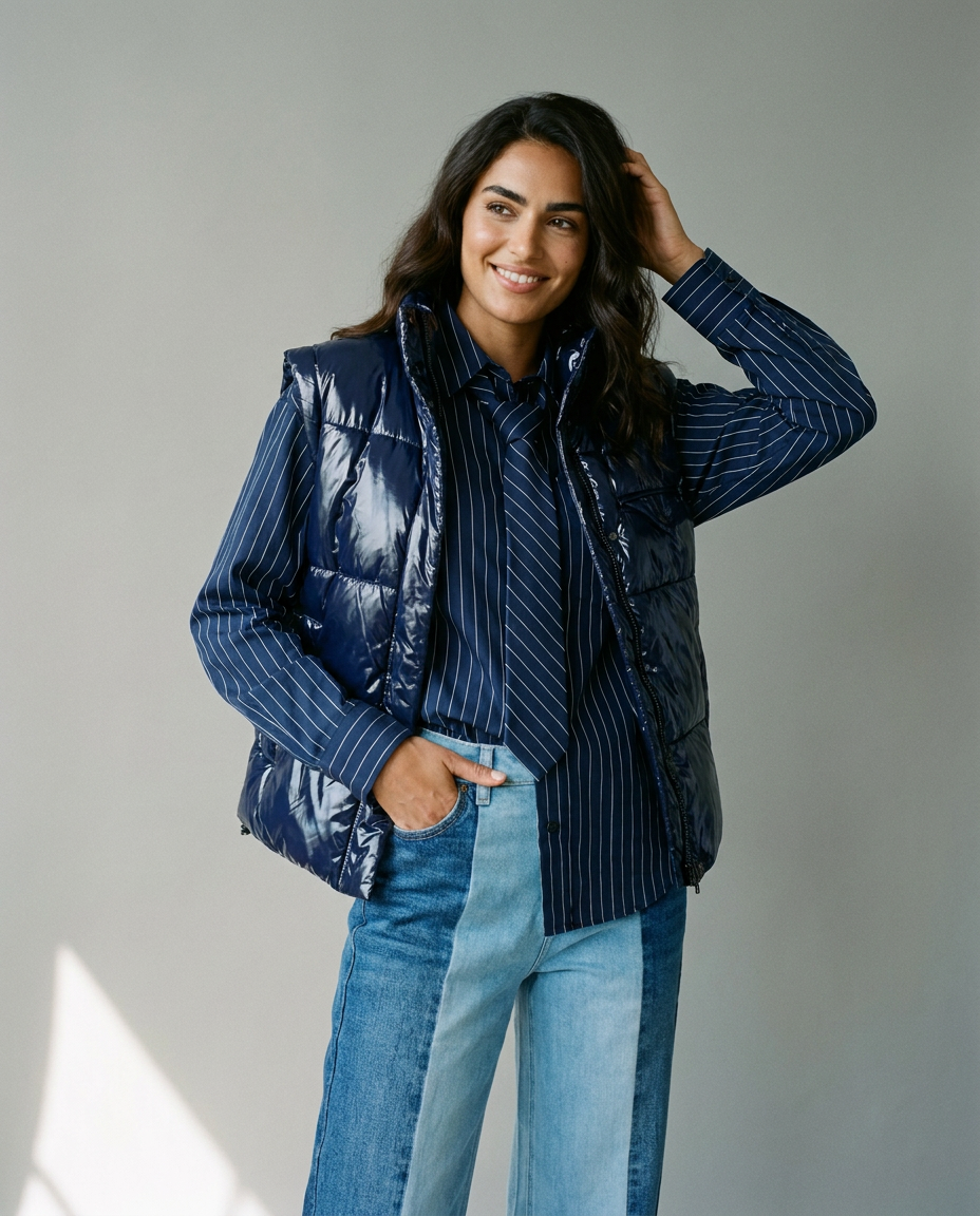 You're My Lobster — 2-kleurige jeans studio look blue denim