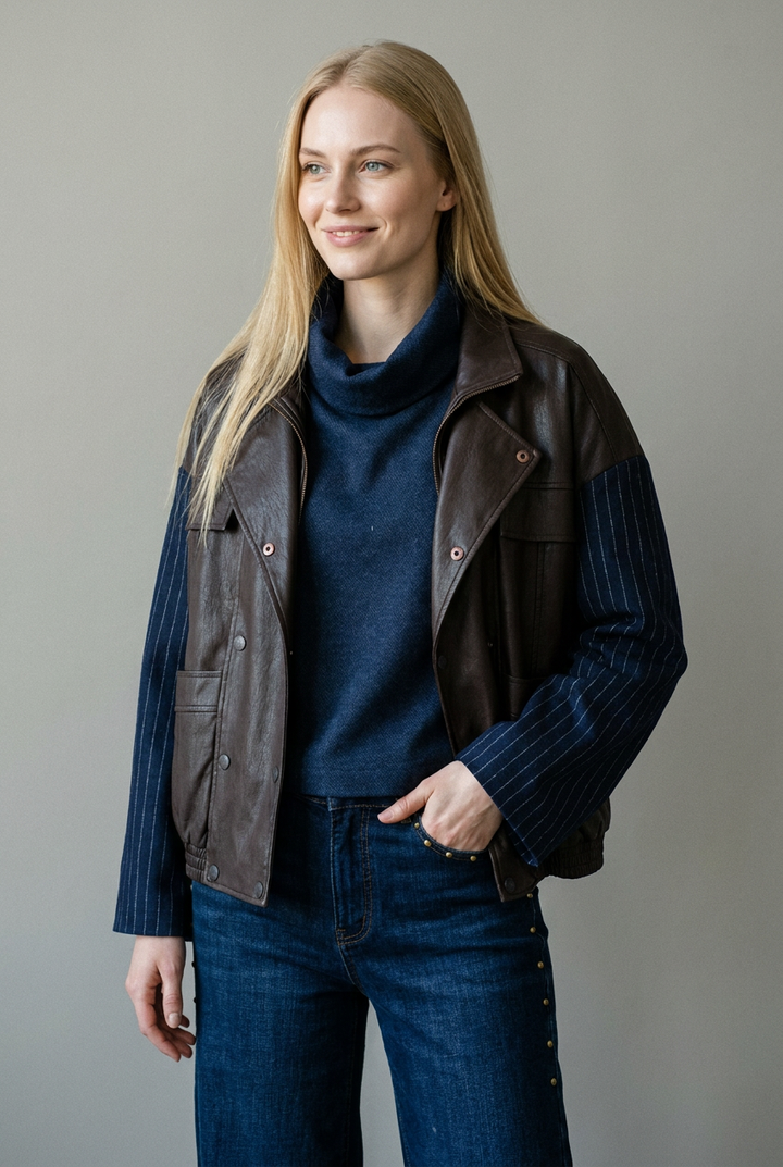 You're My Lobster — Jasje in lederlook met zakjes studio look dark chocolate