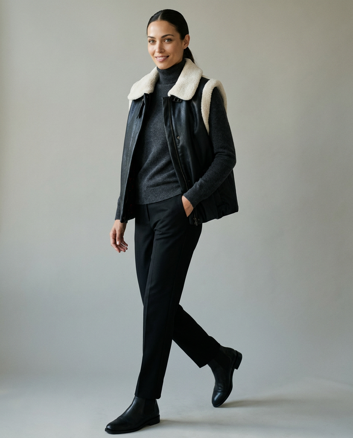You're My Lobster — Bodywarmer in lederlook studio Black
