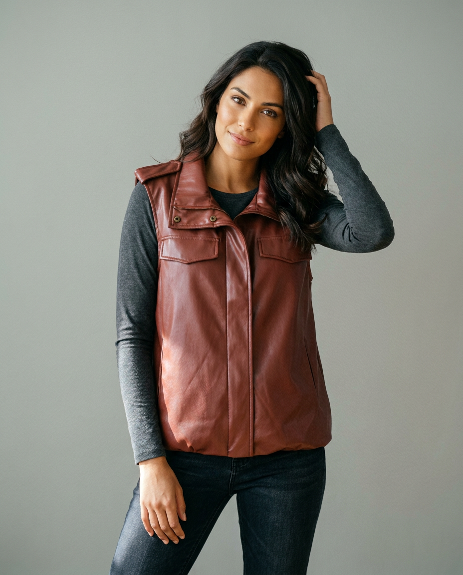 You're My Lobster — Gilet in lederlook met zakjes studio Sable