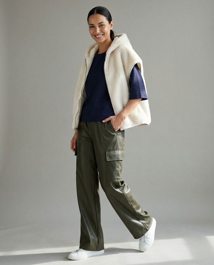 You're My Lobster — Cargo broek in lederlook studio look dark olive