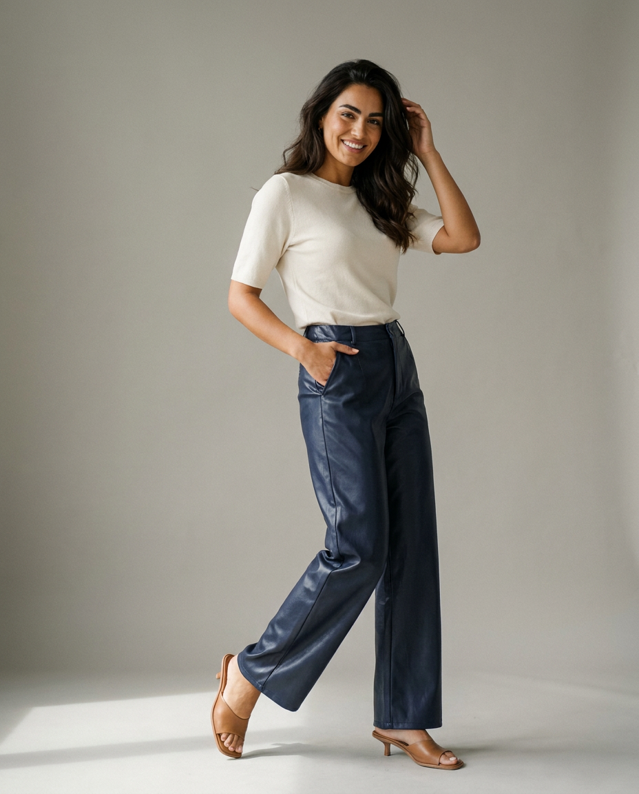 You're My Lobster — Broek in lederlook studio Dark Blue