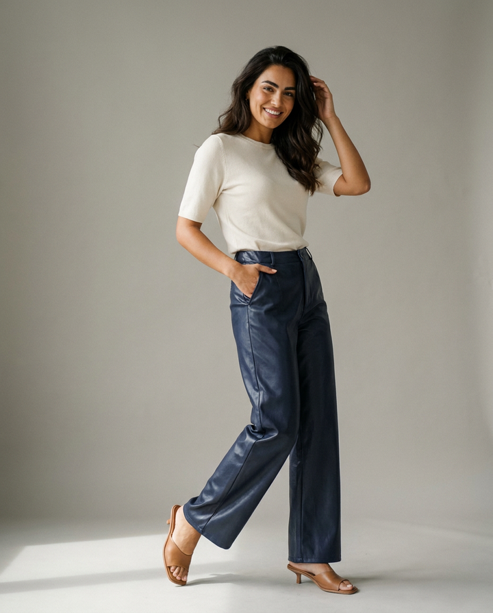 You're My Lobster — Broek in lederlook studio Dark Blue