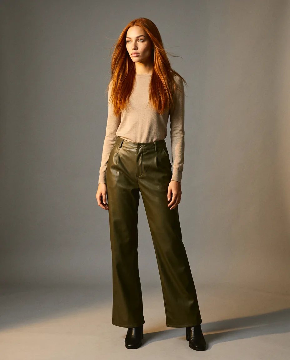 You're My Lobster — Broek in lederlook studio Dark Olive