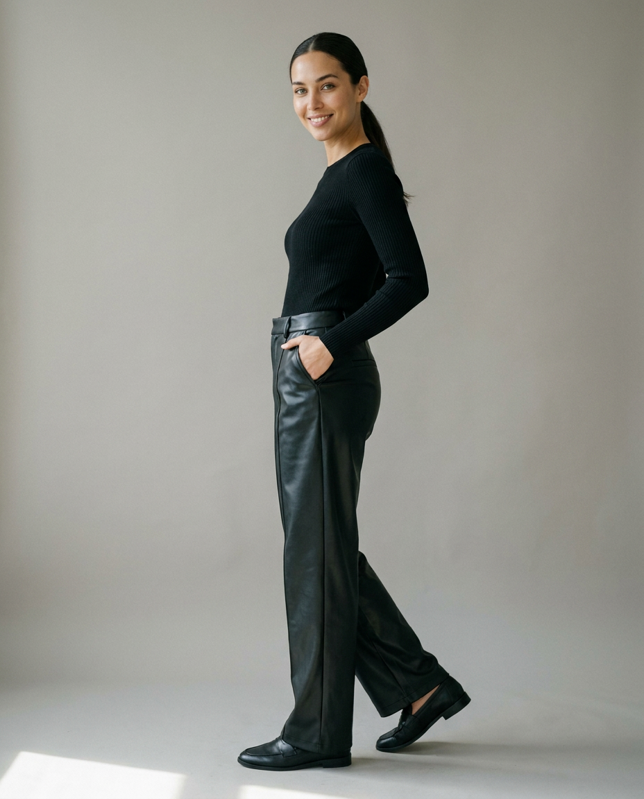 You're My Lobster — Wijde broek in lederlook studio