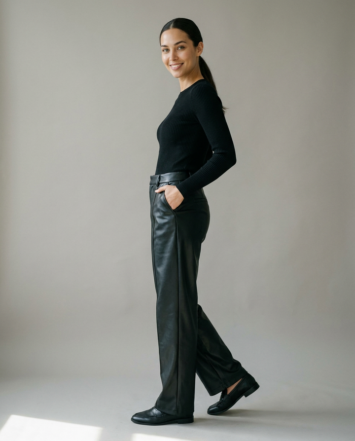 You're My Lobster — Wijde broek in lederlook studio