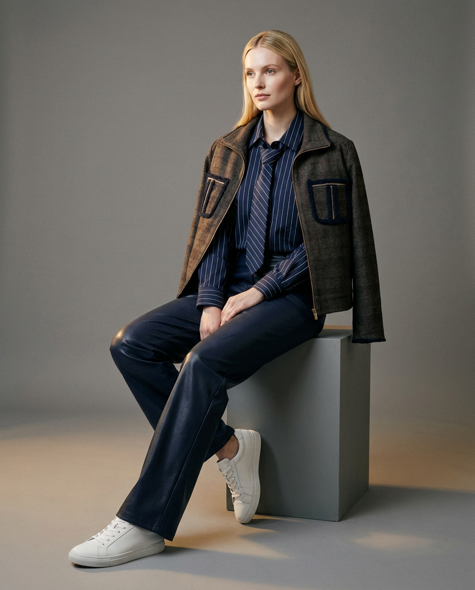 You're My Lobster — Hemd met stropdas studio look Navy