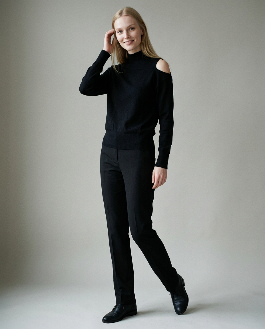 You're My Lobster — Pullover opstaande kraag & off shoulder studio Black