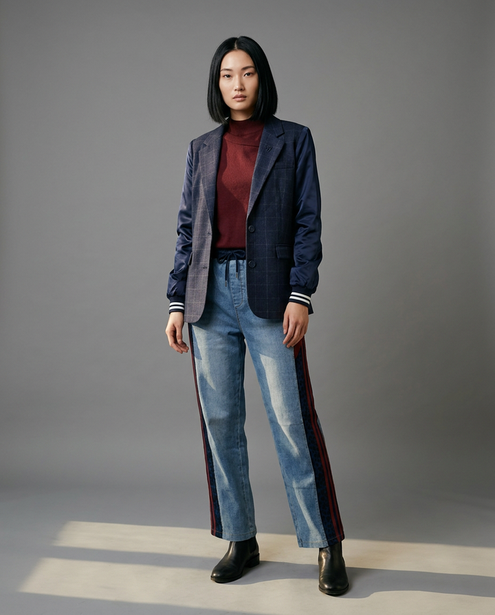 You're My Lobster — Pullover opstaande kraag & off shoulder studio look Maroon
