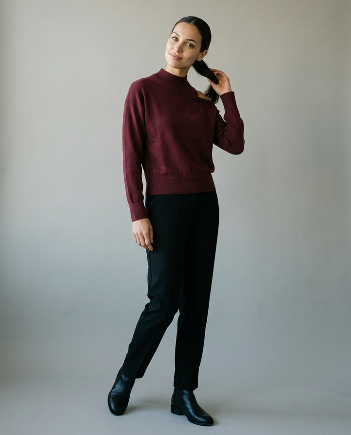 You're My Lobster — Pullover opstaande kraag & off shoulder studio Maroon