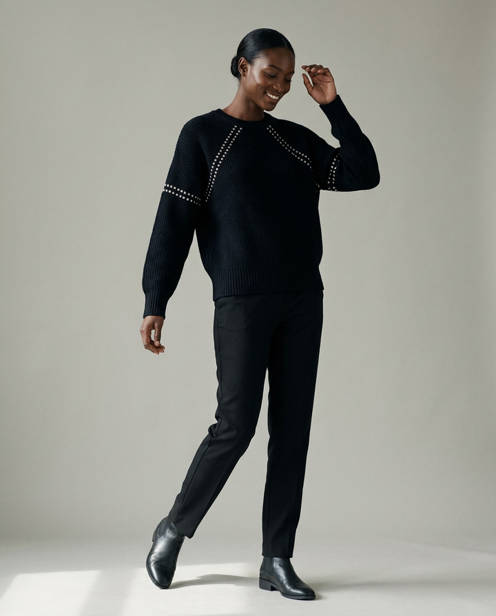 You're My Lobster — Pullover met ronde hals & studs studio Black