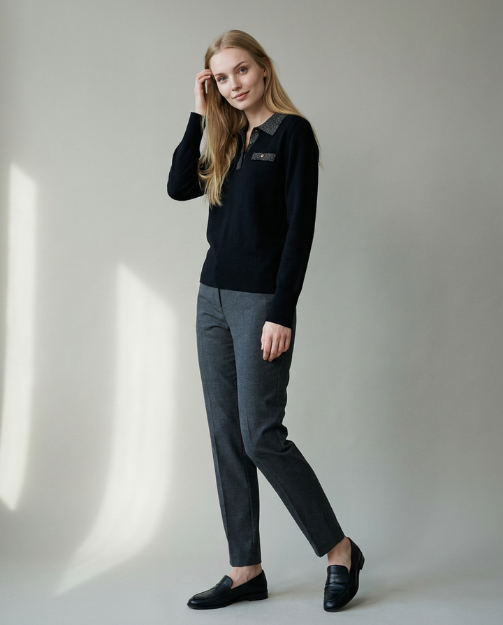 You're My Lobster — Pullover polokraag met lurex studio